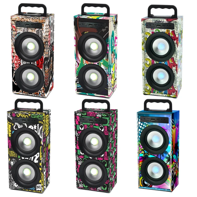Outdoor Portable Party Graffiti Wooden Speaker Audio Player Use Computer Mobile Phone Wireless Bluetooths Speakers - ANKUX.COM