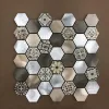 length 48mm hexagon brushed aluminum mosaic wall tiles