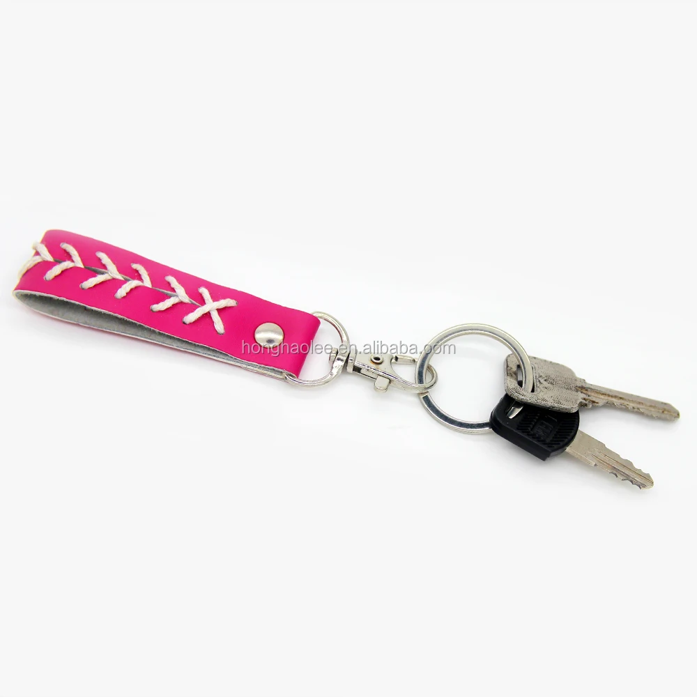 

Gum for Keychain Sport Seamed Lace Leather key Chain Herringbone Softball Fast Pitch Baseball Stitch Keychain