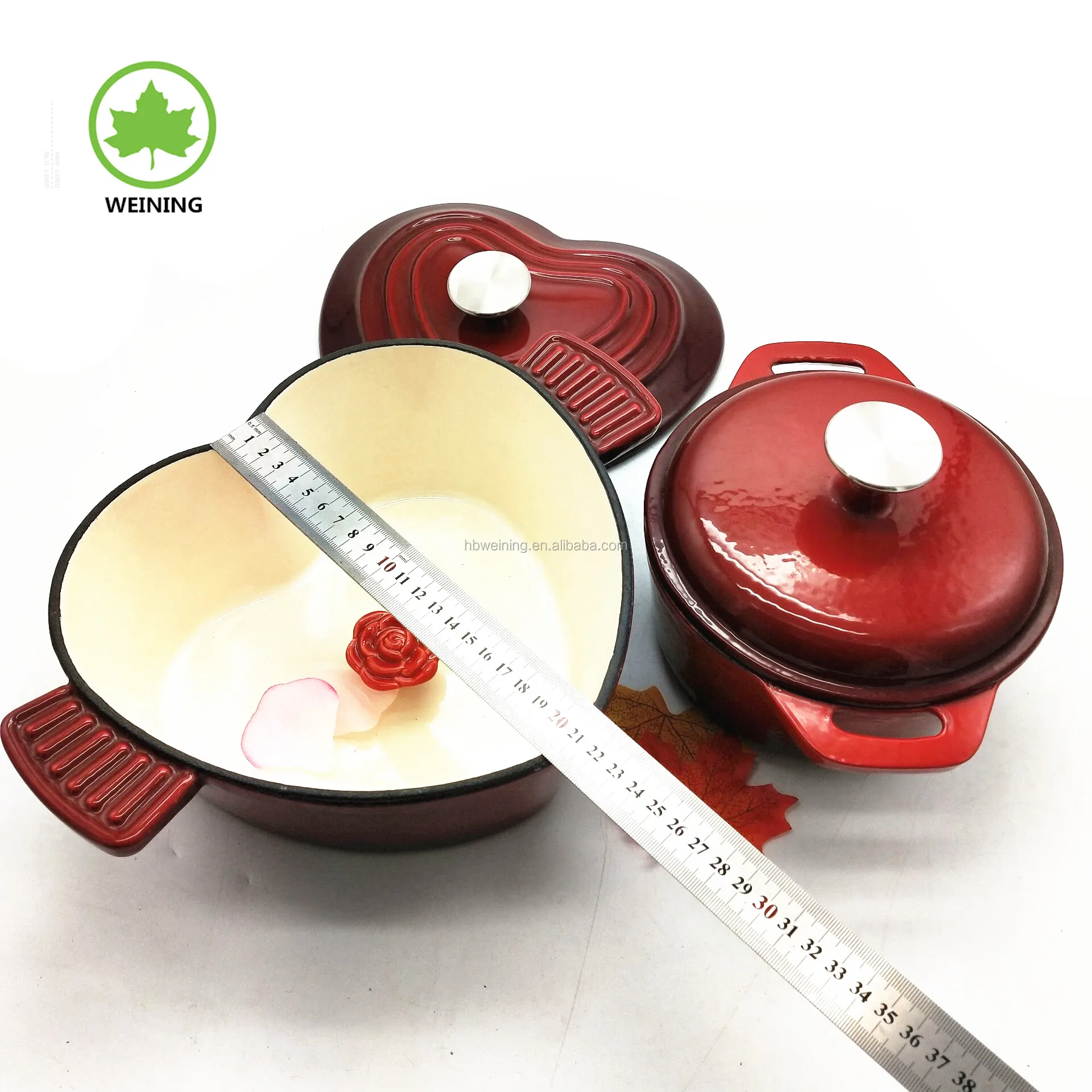 Special Heartshaped Enameled Cast Iron Cooking Pot With Double Handles