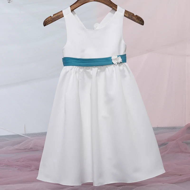 Strap Blue And White Princess Dress Crepe Flower Girl Dress For Wedding Buy Princess Dress