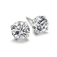 

3mm/4mm/5mm/6mm/7mm/8mm Jewelry Cheap 925 Sterling Silver Round Cubic Zirconia Stud Small Single Diamond Earrings
