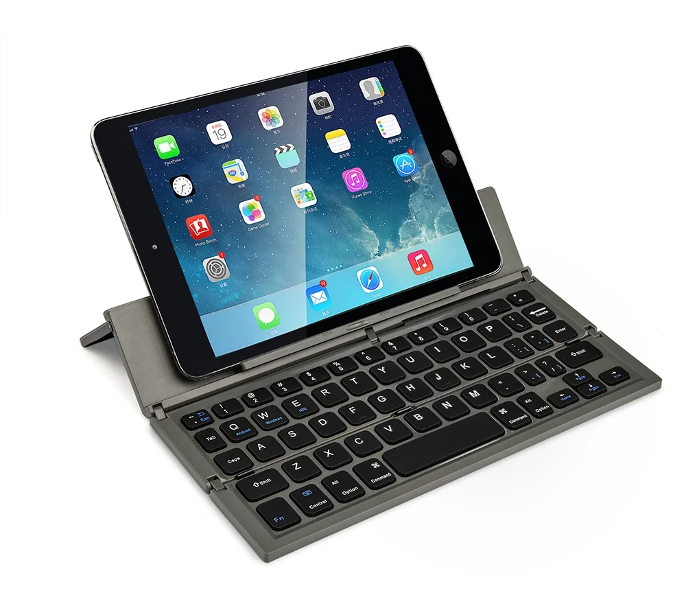 

Foldable Iron Grey Color Pocket Size Rechargeable Wireless Keyboard, Black;white;iron grey