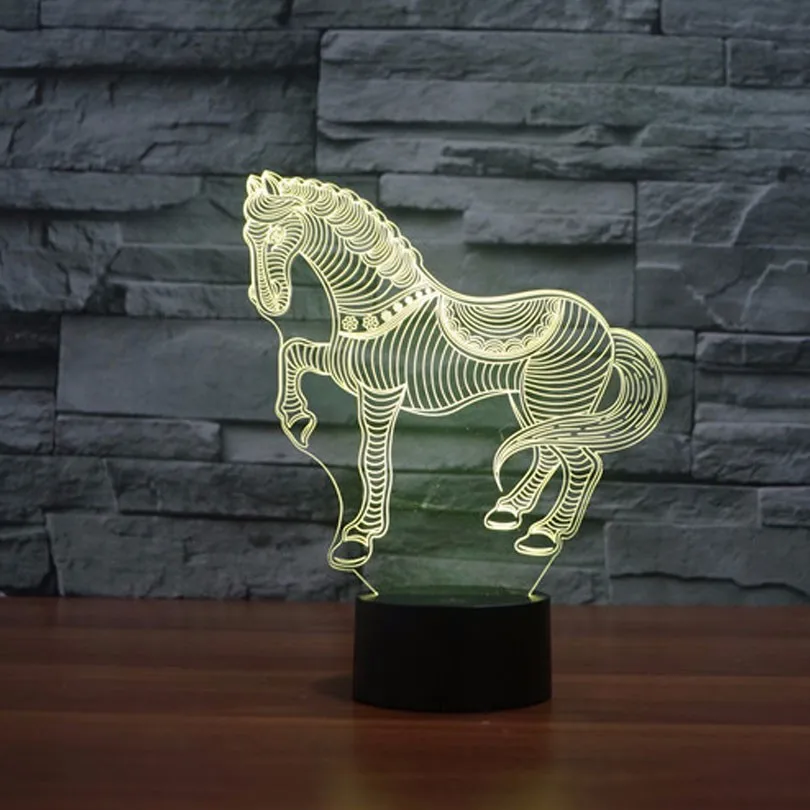 Stl 7colors Changing 3d Led Animal Nightlights Horse Zebra Desk