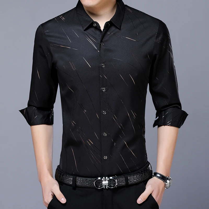 

hot sale new arrival formal style young man's custom fit long sleeve print blouse shirt
