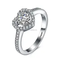 

2020 New Valentine's Day Gift Rhodium Plated Cubic Zirconia CZ Diamond Heart Shaped Wedding Engagement Ring