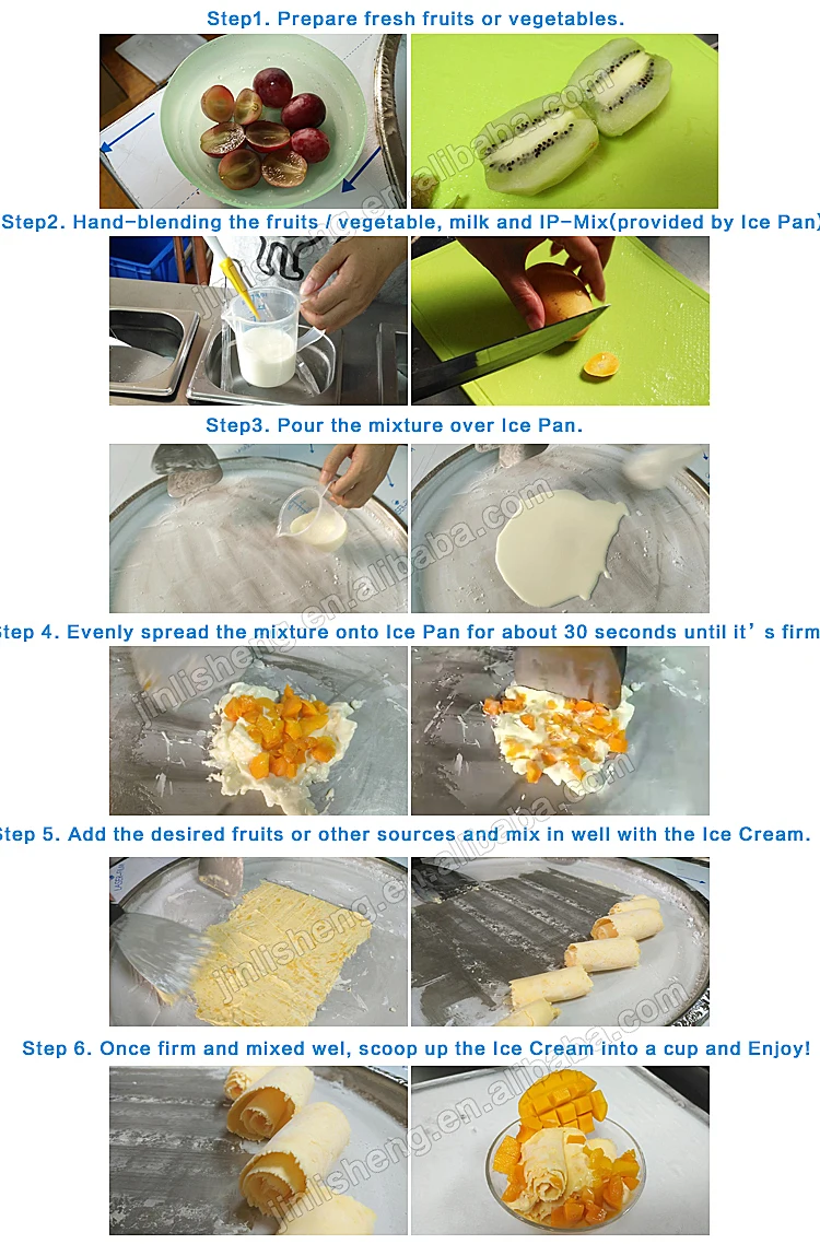 Single Flat Pan Thai Fry Ice Cream Machine Instant Ice Cream Making