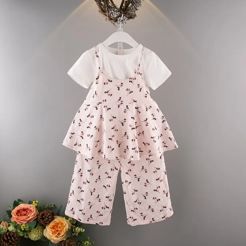 

Online Hot Sale Kids Girl Summer Cotton Clothing Sets Whole Sale Clothes, As pictures or custom pms color