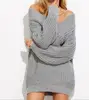 Amazon quick sell Europe and the United States foreign trade autumn and winter new long-sleeved V-neck thickening sweater loose