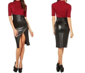 leather skirt with slit