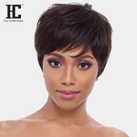 

Free Shipping Short Straight Brazilian Human Hair Wig Natural Color #1b /99j Machine Made Human Hair Wigs For Women