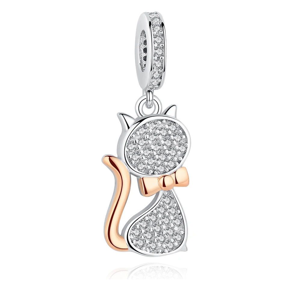 

Lovely Mouse 925 Sterling Silver Charm Beads with Rose Gold Plated Beads Fit Authentic Charms Bracelet Jew