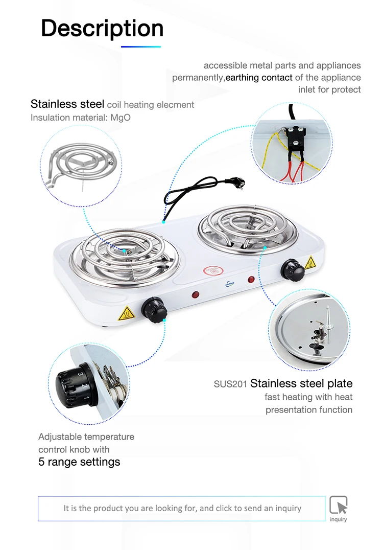 andong Portable Powerful Cast iron Electric Hot Plate 2 Cooking