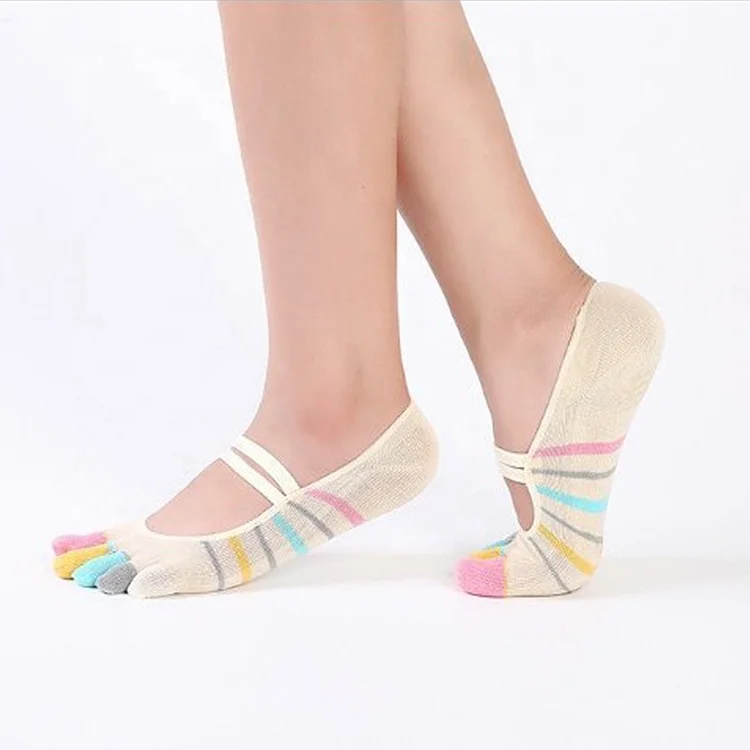 
Four Seasons Anti Slip Colorful Women High Quality Cotton Knit Half Toe Invisible Socks Yoga 