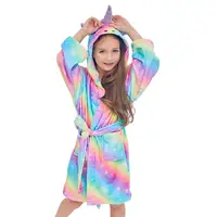 

Kids Robe Unicorn Bathrobe Hooded Robe Sleepwear Boys Girls Fleece Robe