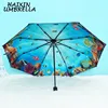 False Double Layer Waterproof Sun Block Stock Unique Fancy Print You Own Inside Design Umbrella 3 Fold for Students