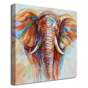 Modern Buatan Tangan Pop Hewan Lukisan Cat Minyak Warna Warni