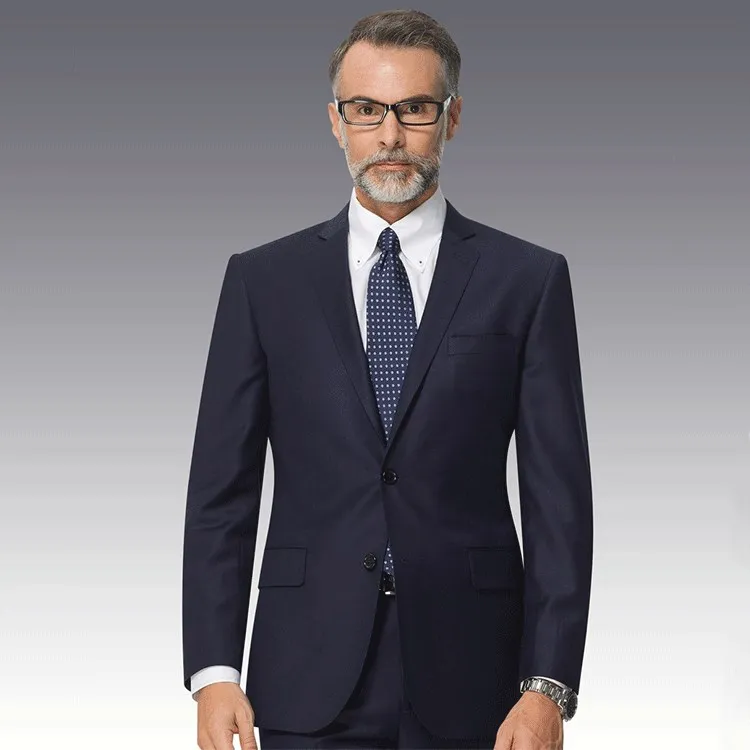 

New style 70% wool two buttons notch lapel elegant men's coat pant designs wedding suit, Dark blue