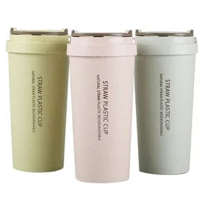 Image of Best Seller Portable Plastic Sports Bottle Double Wall Plastic drinking Water cup Wheat Straw water bottle