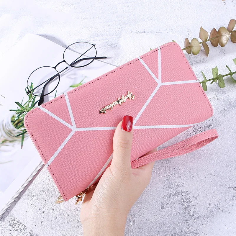 

New women's wallet Korean version of simple geometric zipper wallet multi-functional fashion handbag holder wallet