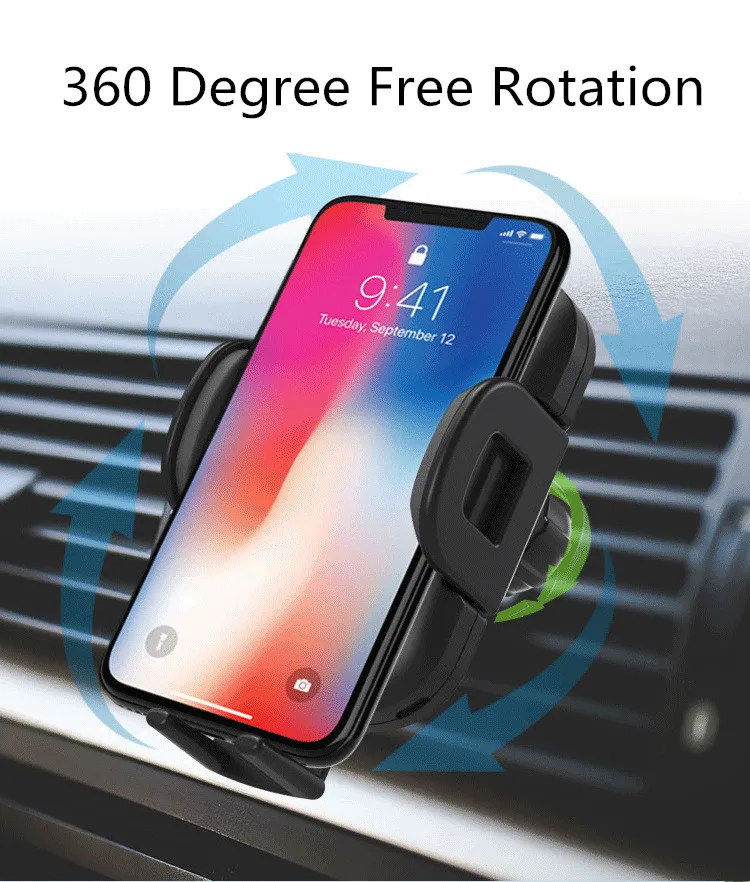 Fast Wireless Car Charger 10W Automatic Infrared Induction Air Vent Car Phone Holder for iPhone Samsung Fast charging