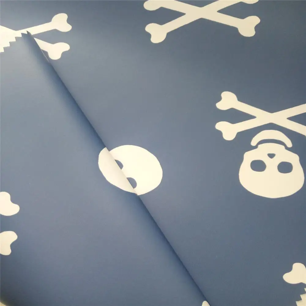 
New Skullcandy design blue color 100%Polyester Tear-Resistant and waterproof Release Paper woven fabric 