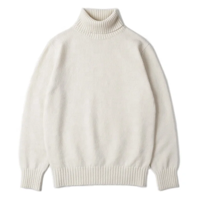 

2018 Most Popular New Style High Quality Fashion Soft Turtleneck White Pullover Mens White 100% Wool Sweater