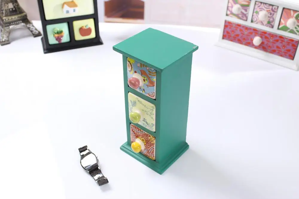 Home Decorative Vintage Retro Style Furniture Cabinet ceramic & Ceramic Multi Drawer
