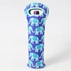 Guangzhou Factory OEM Brand Customized Blue Elephant Pattern Neoprene Wine Cooler