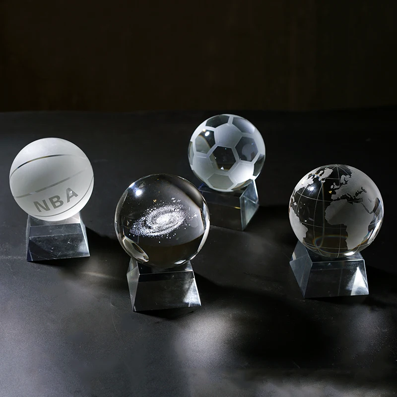 K9 Optical Crystal Ball on Cube Trophy
