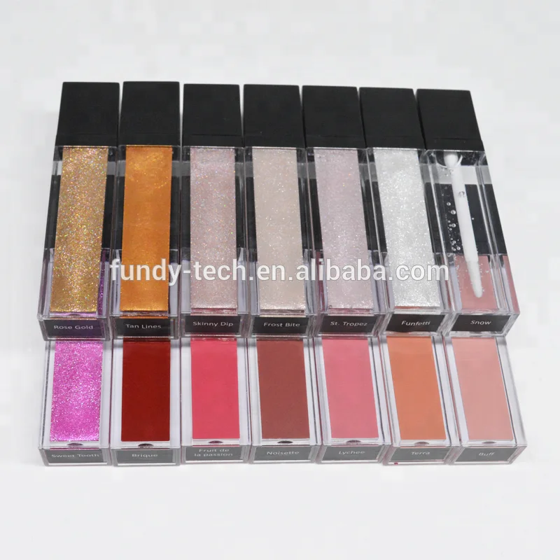 

High pigment cosmetic long lasting lip gloss private label glitter liquid lipgloss