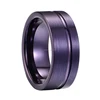 Brushed purple engagement ring tungsten carbide ring offset groove