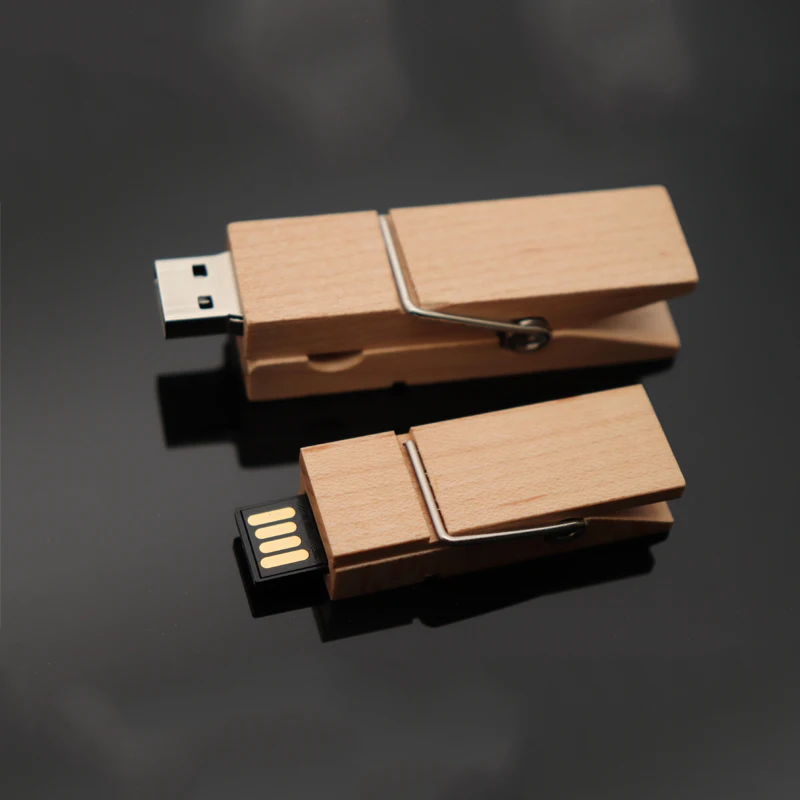 

Distinctive Wooden Clip Shape Pendrive 64GB Usb Stick 3.0 Logo Printing