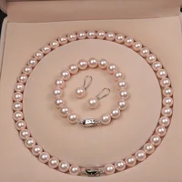 

High quality 10 mm pink gold pearl jewelry sets