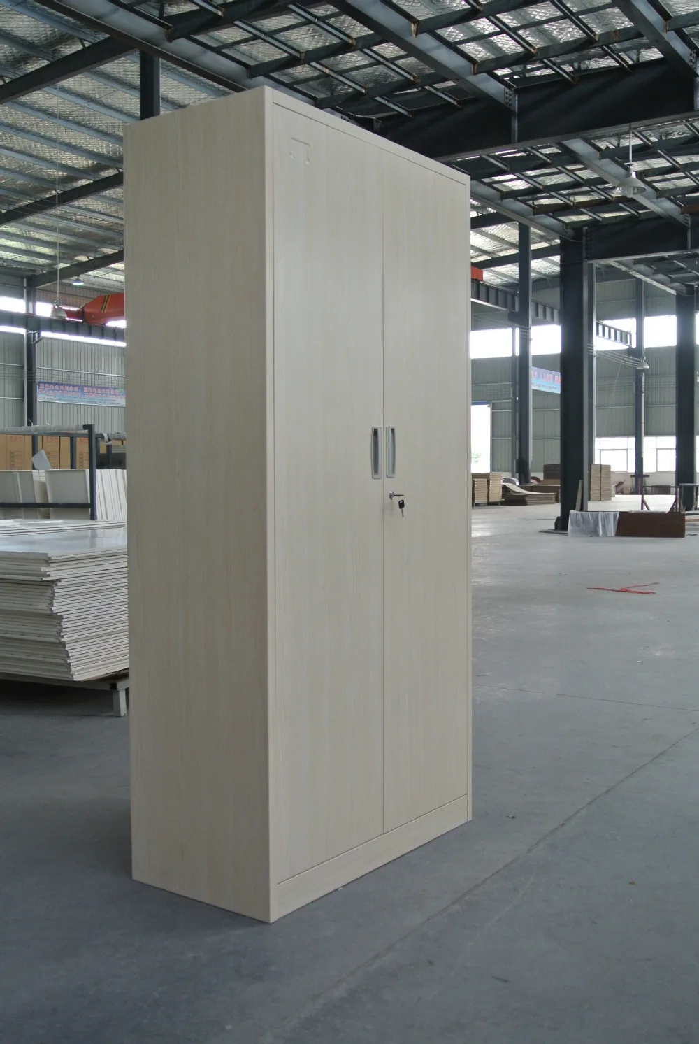 Wooden Color Design Steel Wardrobe Clothes For Bedroom Swing 2