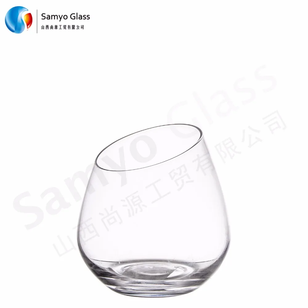 

370ml soda lime dof whisky glass with slant top, Customer request;red green blue