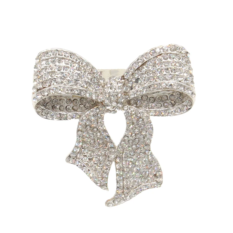 

Crystal metal gold napkin ring rhinestone bowknot napkin ring for wedding decoration