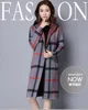 2019 winter long sweater women hooded collar wool knit plaid coat