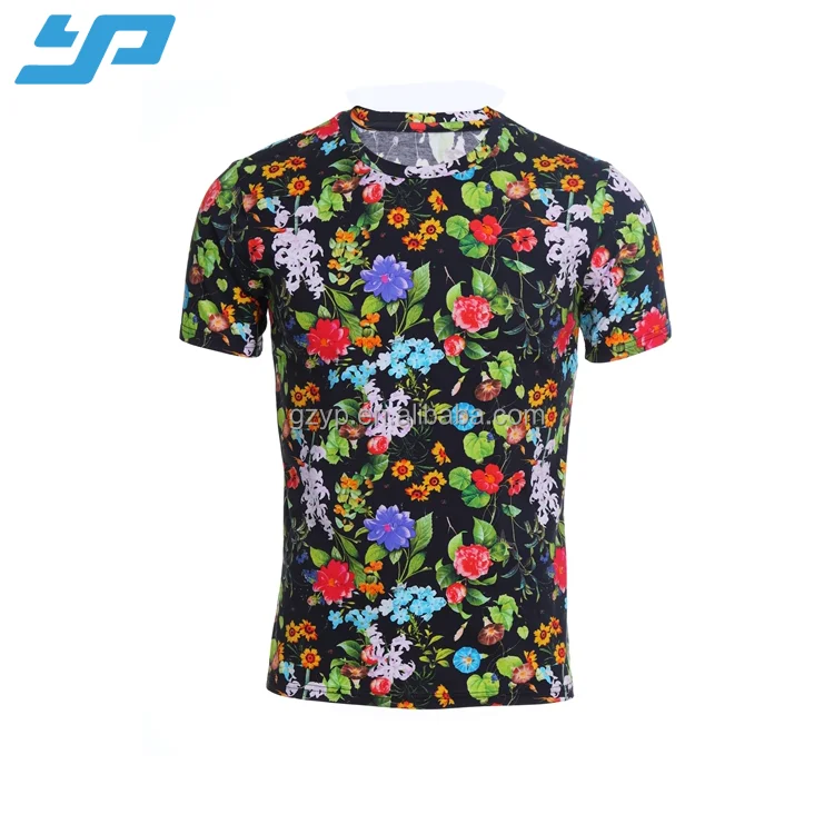 

New style unisex floral wholesale tee shirt with no fading sublimation printing, Customized color