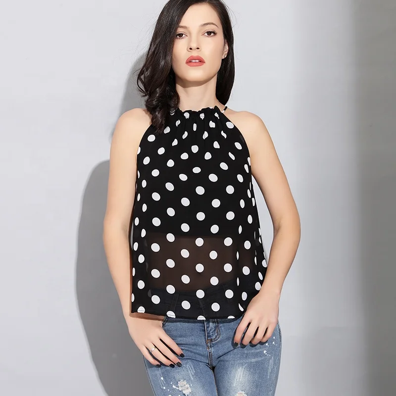 

polka dot blouse off streetwear black blouses plus size women clothing fashion new chiffon blouse ropa de mujer