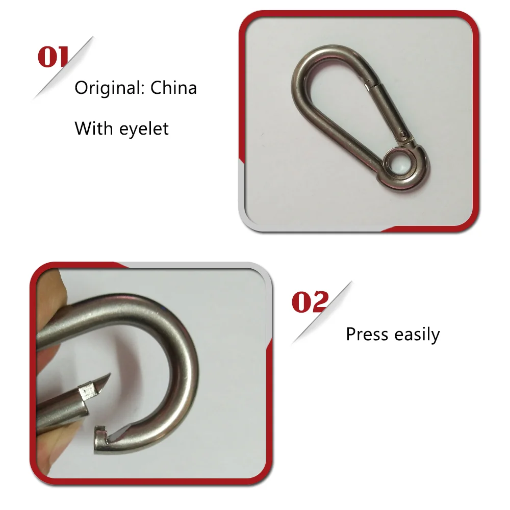 Metal Heavy Duty Clip Marine Hardware Rigging Connecter Snap Hook Carabiner With Eyelet Gancho De Escalada