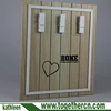 Home Wall Rustic Dark Brown Color Space Art Deco Print Heart Three Wooden Clips Frame