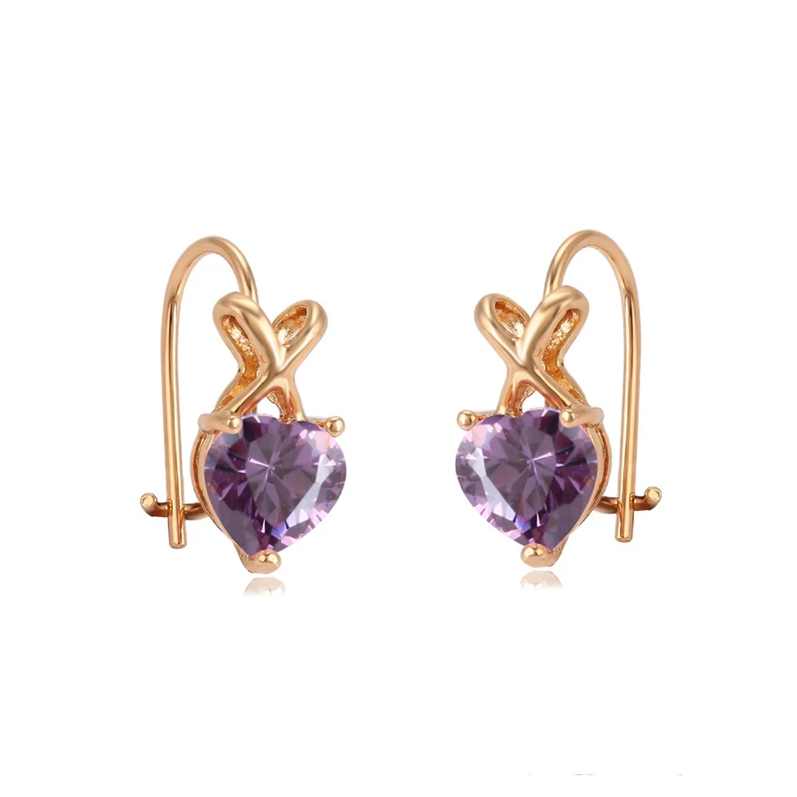 

95031 xuping popular beautiful kid earring with heart shape stone