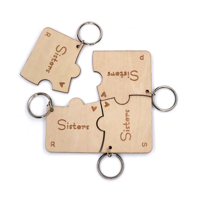 Wood Puzzle Piece Keychain/ Personalized Puzzle Keychains - Buy Wood ...