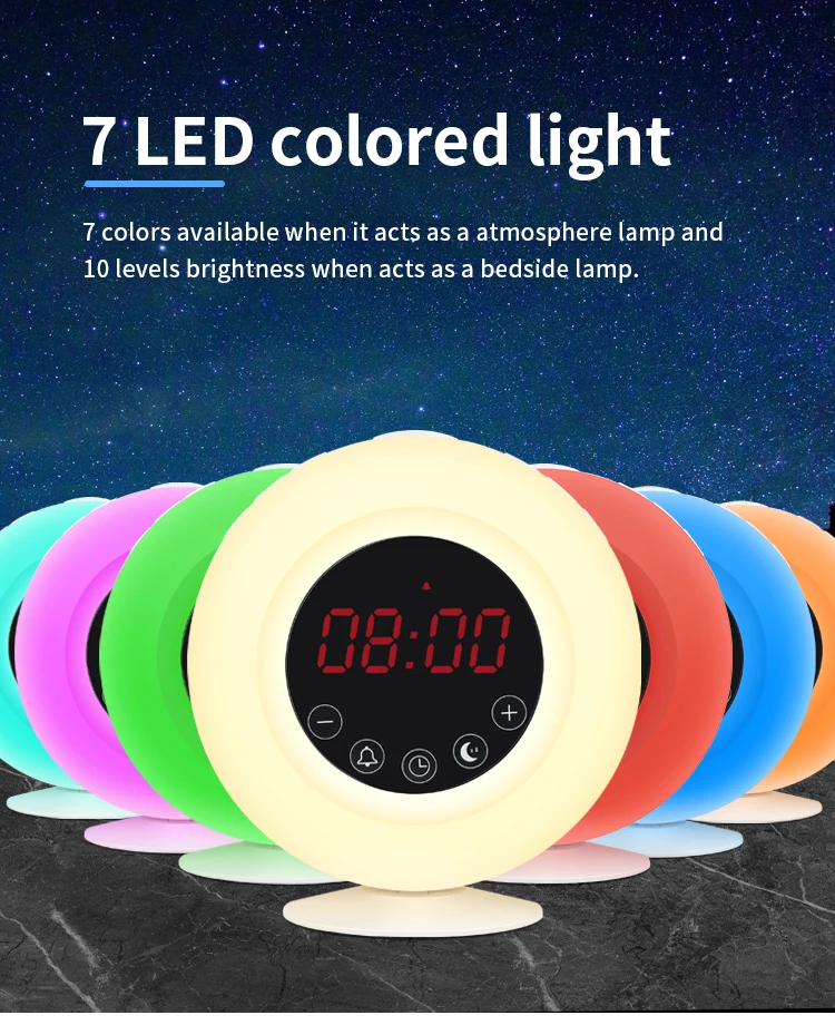 Weather Station Snooze Sunrise Wake Up Light Led Table Digital Alarm