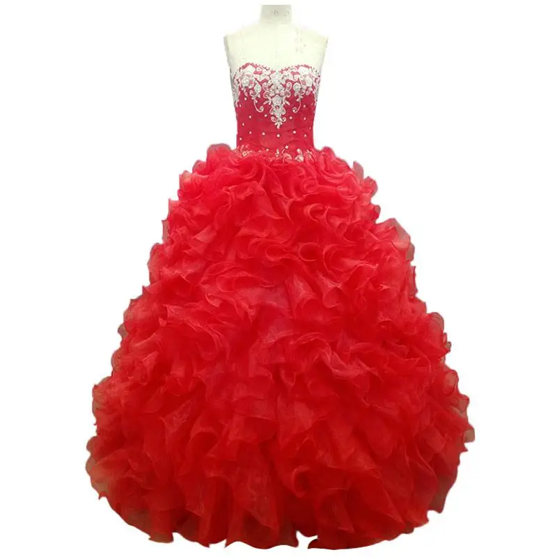 red ball gown strapless