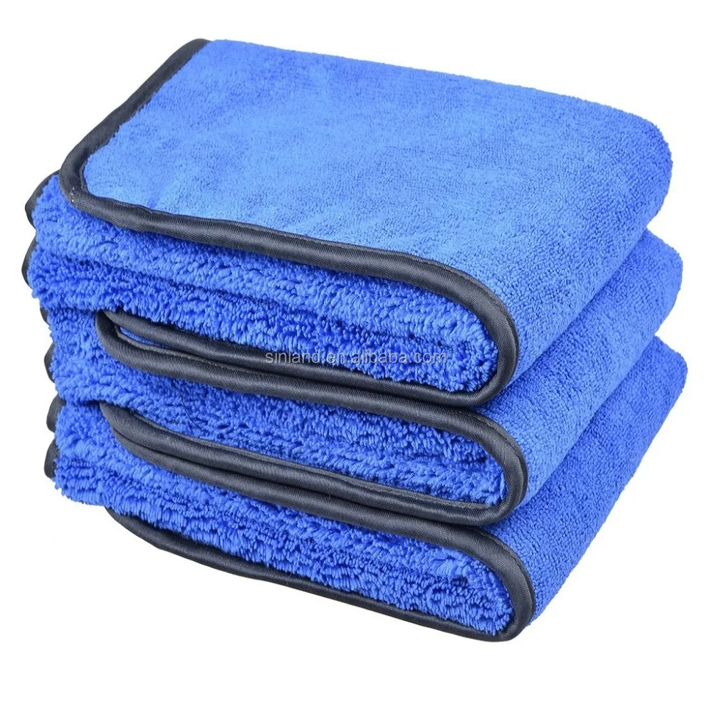 

Sinland Microfiber 400gsm Two Different Sides for Car Cleaning Towel Car Cleaning Cloth, Blue