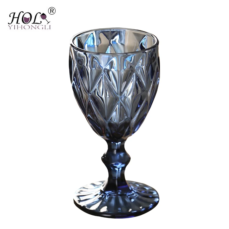 

Machine Press Old Fashioned Blue Color Glassware Wine Glasses