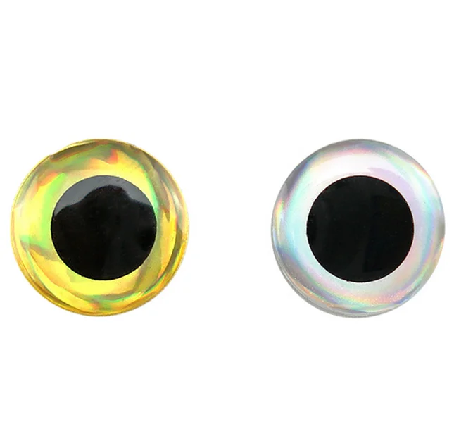 /  300 Soft Molded 3D Holographic Fish Eyes oval pupil 12mm 3D Silver 