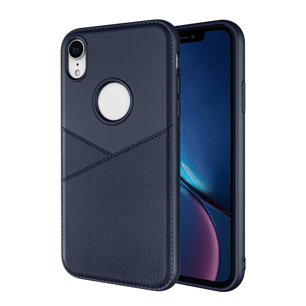 Slim Business Style Leather Pattern Case for iPhone XR Soft TPU Cover